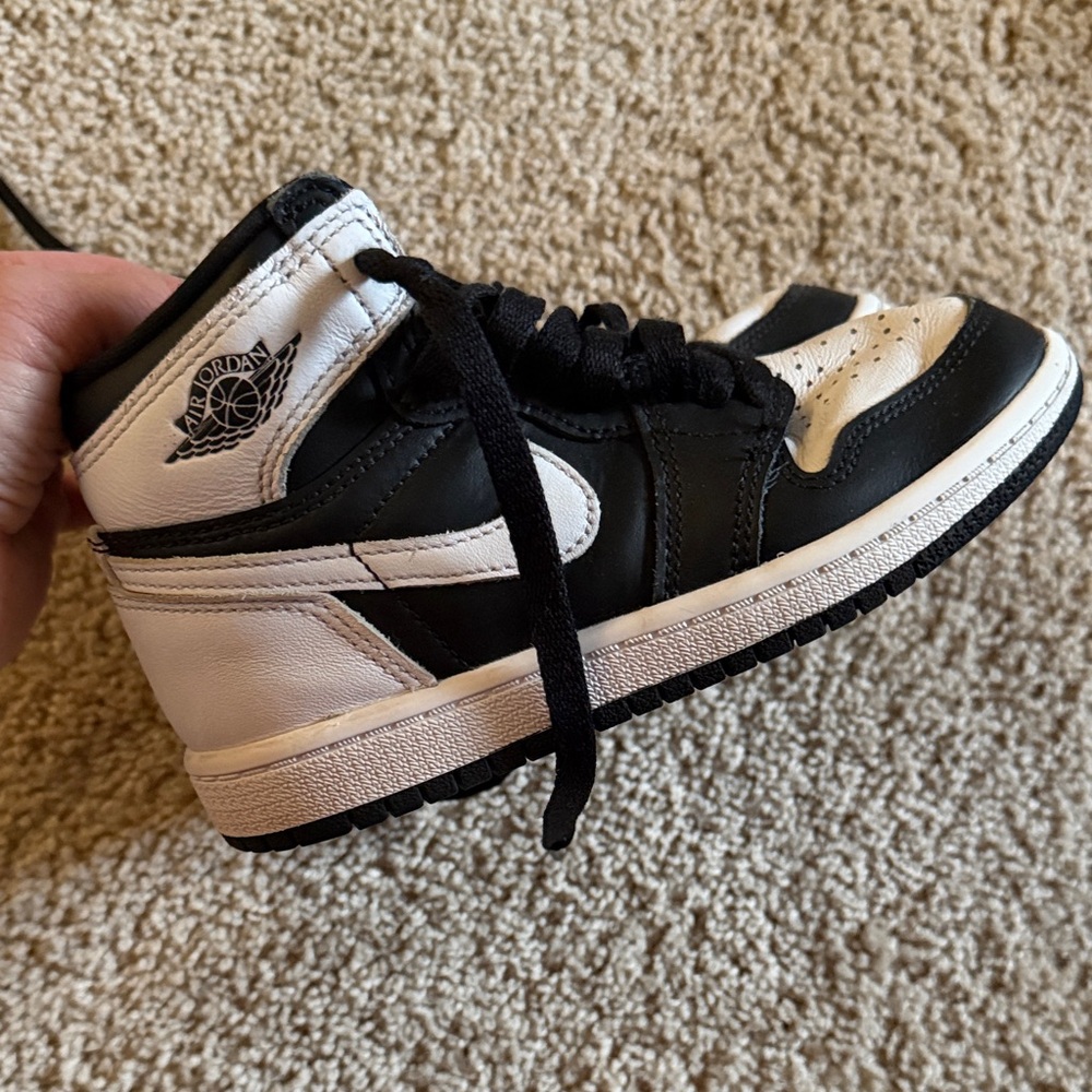 Jordans Kids Black and White High-Top Sneakers